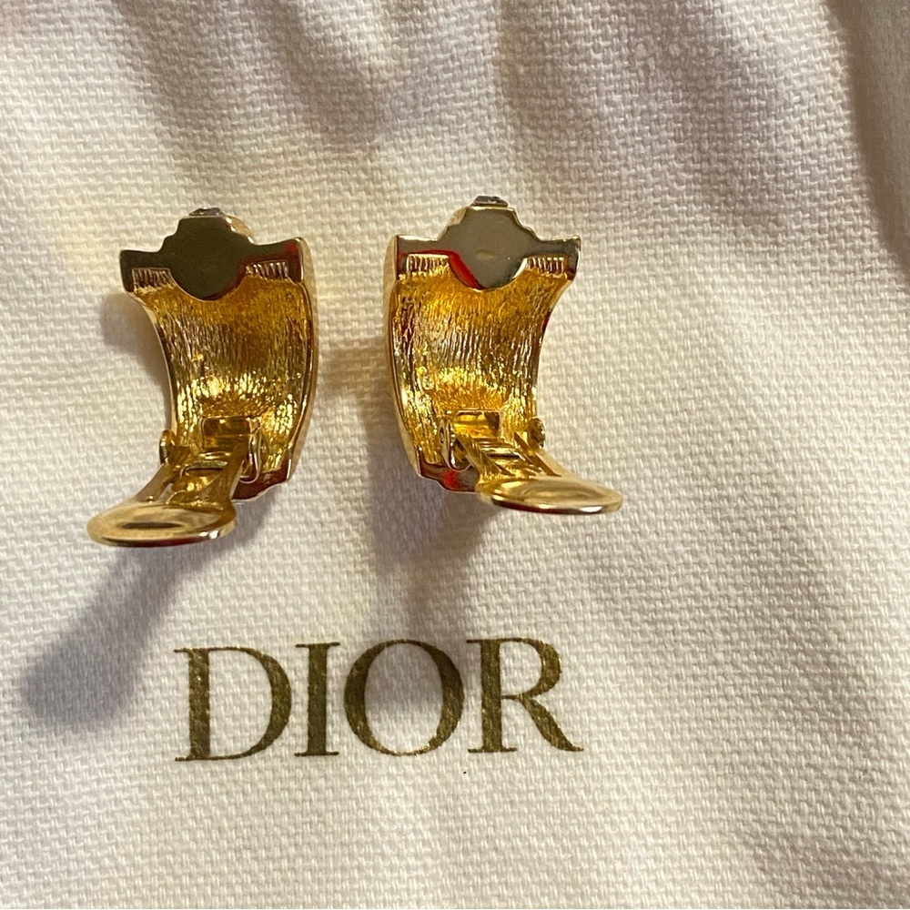 Gorgeous Vintage Christian Dior Art Deco Baquette Rhinestone Clip On Earrings - Picture 6 of 8